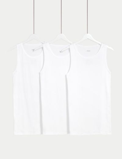 3pk Essential Cotton Sleeveless Vests